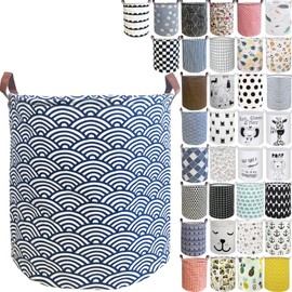 RoyBoder Laundry Hamper Thickened Cotton Waterproof Laundry Basket Leather Handle Collapsible Wide Ring Laundry Hamper in Bedroom Bathroom Dormitory Cloakroom Livingroom Nursery Organizer Toy Bin