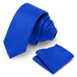 Junmaxroad Boys Royal Blue Tie Pocket Square Set Suitable for Teenagers Weddings School Graduation Ceremony Comes with Gift Box