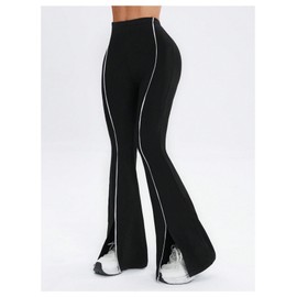 GORGLITTER Women's Flare Leggings Split High Waisted Bootcut Casual Workout Yoga Pants Black Small