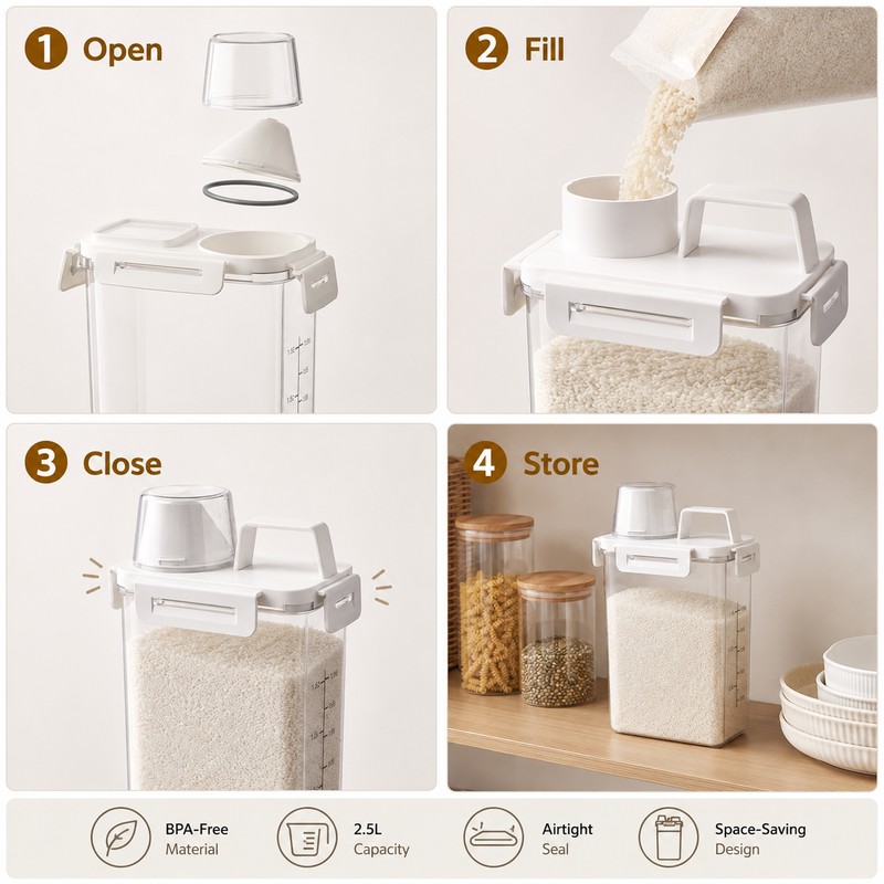 Sealed Food Storage Container for Pantry Use – Moisture-Resistant Dry