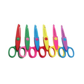 YFFSFDC Scissors, Set of 6 Knurled Scissors, Craft Scissors, Cute, Colorful, Lace Scissors, Paper Art, Children's Scissors, Chevron Shape, Wavy Shape, Handmade, DIY Tools, Cute