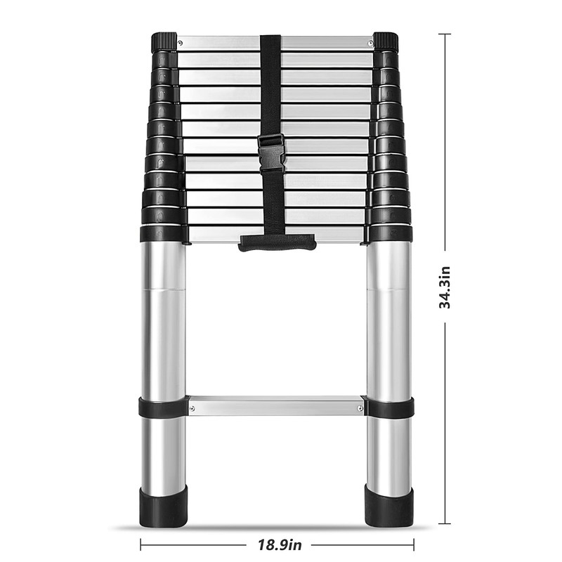 12.5ft Telescoping Ladder Aluminum Extendable Ladder Collapsible Locking Mechanism for
