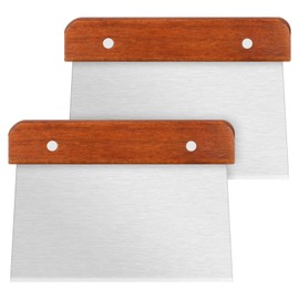 Vicloon Dough Scraper Cutter, 2 Pcs Stainless Steel Dough Scraper Plastic Shape Spatulas Flexible Dough Cutter for Pizza Pastry Bread Baking Cream Smoother