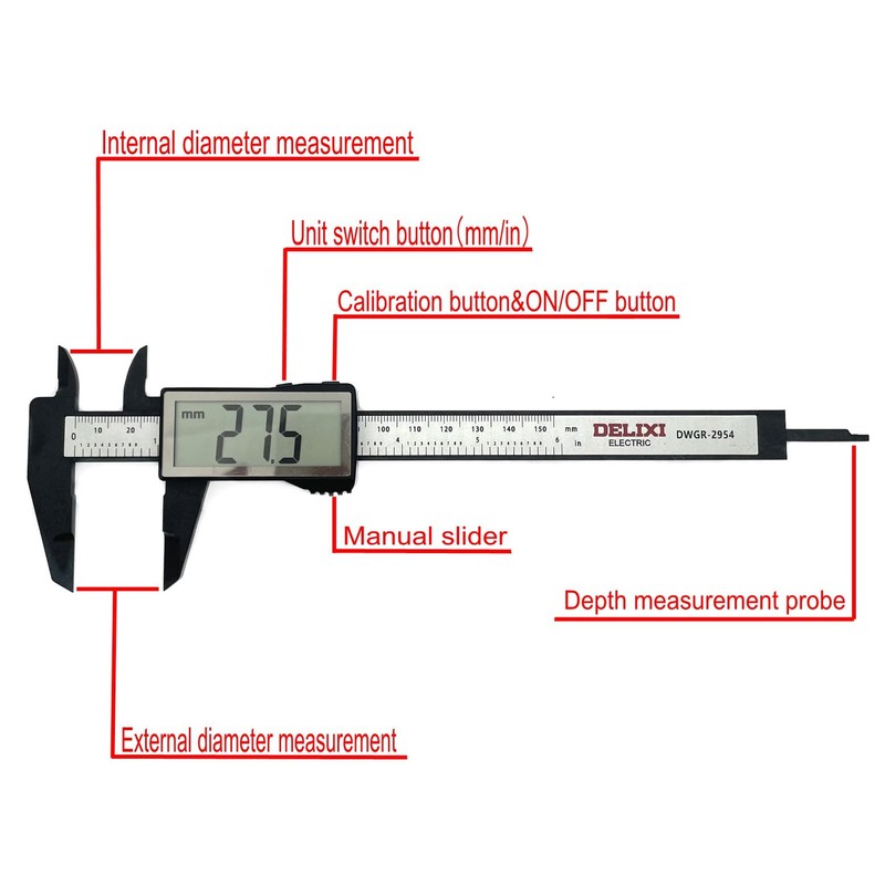 JZK 150mm plastic electronic digital vernier caliper with large LCD