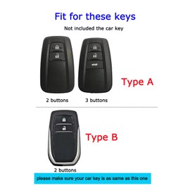 ontto Car Key Case with Key Fob, 2 Buttons, Fits Toyota RAV4 Mirai 4Runner Highlander Camry Prius Corolla Avalon C-HR Leather Key Case Cover Protective Case A Black