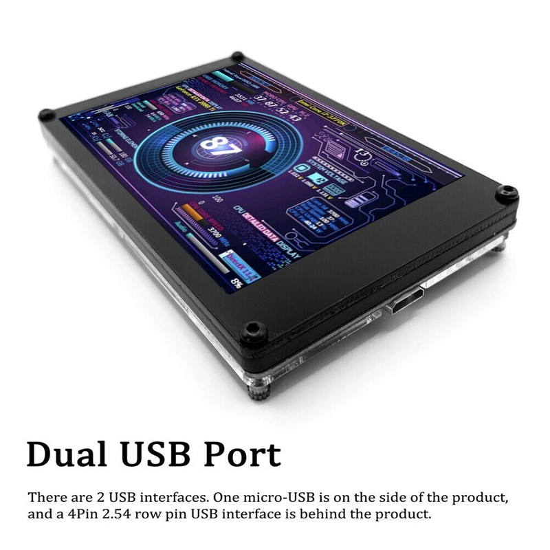 USB Mini Screen Adjustable Brightness 3.5in IPS Computer Temp CPU