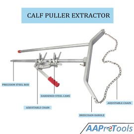 AAProTools Durable Baby Cow delivery Apparatus Calf Puller & (1pc) OB Handle, (1pc) Chain 30" Veterinary Instruments for Dairy Farm
