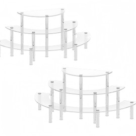 2 Pack 3 Tier Acrylic Display Risers, Half Moon Cupcake Stand, Clear Perfume Organizer Stand, Dessert Stand Risers, Clear Display Stand Risers for Cupcake, Perfume, Collections