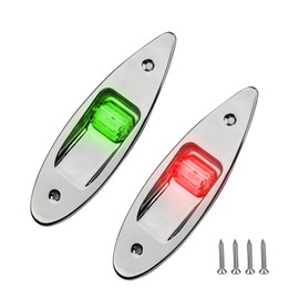 Besramtic Marine Navigation Lights Red and Green Bow Light LED for Boat USCG 2 NM Waterproof 12 Volt Stainless Steel Side Flush Mounting 1 Pair