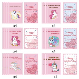 VANNYVANYA Unicorn Valentines Cards for Kids, 24 Classroom Exchange Cards, Valentine's Day Gifts
