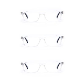 EYE ZOOM 3 Pack Rectangular Vintage Plastic Frame Reading Glasses for Men and Women, Clear, +2.75