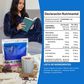 Cacao con Magnesio DOSE OF para Dormir Profundo y Relajación  Bebida en Polvo Sin Azúcar ni Melatonina, 30 Porciones