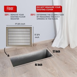 Fits 12x16 and 16x12 Duct Opening | Return Air Floor Grille by Handua | Walkable Vent Cover Grill for Floor | Brown | Heavy Duty Fixed Blades | Outer Dimensions: 13.75"W X 17.75"H