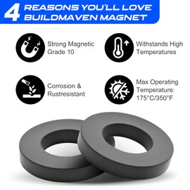 Large Magnet - Grade 10 Big Magnets Heavy Duty, OD60 x ID32 x 10mm Strong Round Magnets for Industry Science, School (2)