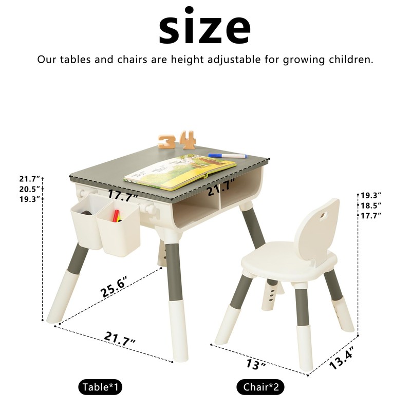 Kids Study Desk And Chair Set Height Adjustable Graffiti Desktop