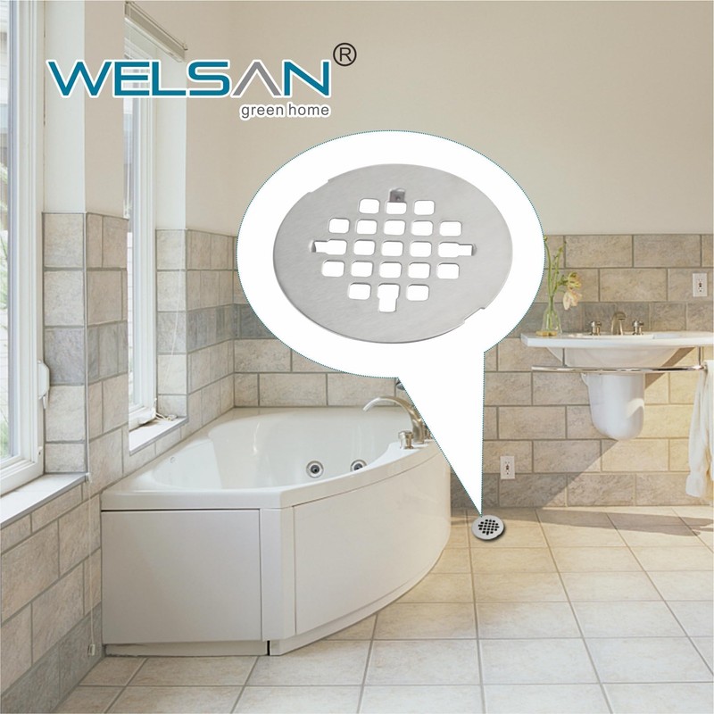 Brushed Nickel 4-1/4" OD Snap-in Shower Drain Cover Replacement, Welsan