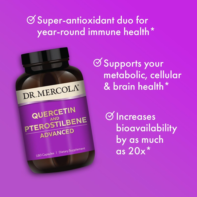 Dr. Mercola Quercetin and Pterostilbene Advanced, 90 Servings (180 Capsules),