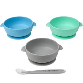 UpwardBaby Silicone Baby Bowls with Suction Set - Strong Suction Design for Toddlers 1-3, Easy-Grip Baby Spoon for Self-Feeding, BPA Free Feeding Bowls, 4-Piece Set