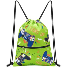 WAWSAM Drawstring Backpack for Kids - Sports Gym Bag Waterproof Beach Swimming School Travel Sack Pack, Game A