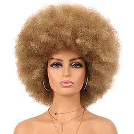 G&T Wig Short Kinky Curly Colored Wigs for Women Glueless Wear and Go Wig Mixed Blonde Afro Wig Large Bouncy and Soft Natural Looking Heat Resistant Synthetic Hair Wigs (27-30#)