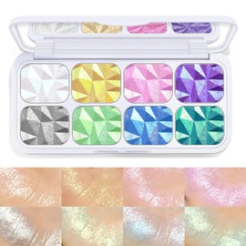 Lilbitty 1 x 8 Colours Glitter Eyeshadow Palette, Shimmering Makeup for Eyes, Waterproof Long-Lasting Shine, Eye Makeup for Party and Everyday Life, Holographic Eye Make-Up