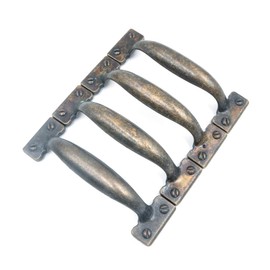 Namvo 4 Pieces Vintage Cabinet Knobs Green Bronze D Shaped Handles Antique Drawer Knobs for Drawers Kitchen Bathroom Wardrobe Dresser