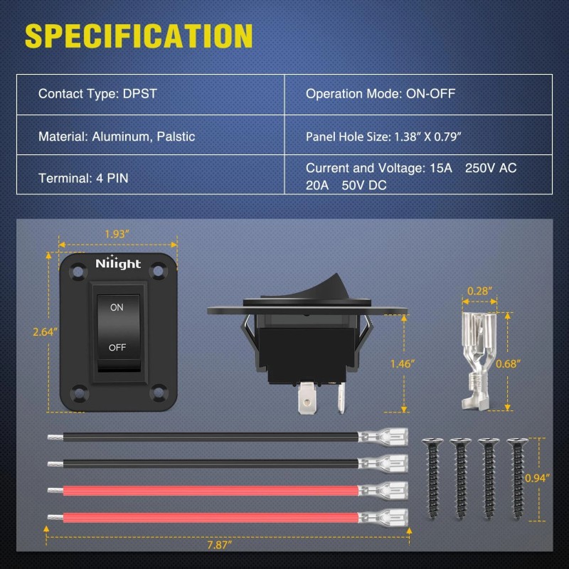 Nilight ON-Off Switch Panel 4 PIN DPST Toggle Switch Panel