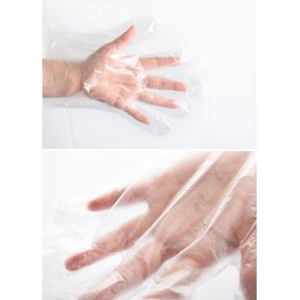 Chahua Disposable Transparent Clear Plastic Gloves, Polyethylene (PE) Work Gloves for Cooking,Cleaning, Food Grade PE, Food Prep Gloves (100)