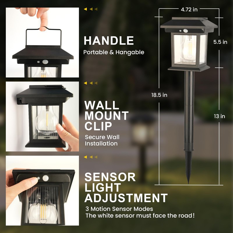 Icnice Solar Pathway Lights Outdoor, 6 Pack Bright Solar Lights