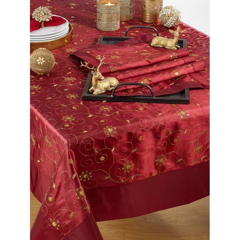 Embroidered And Sequined Table Runner In Festive Tones