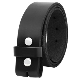 Falari Replacement Genuine Leather Belt Strap Without Buckle Snap on Strap 1.5" Wide 8005-BLACK-34