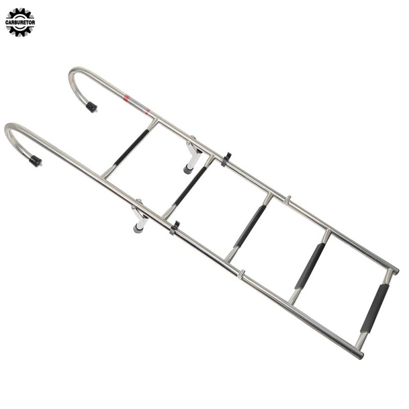 home-garden-fix 2+3 Steps Stainless Steel Folding Ladder Telescoping 400 lb.For