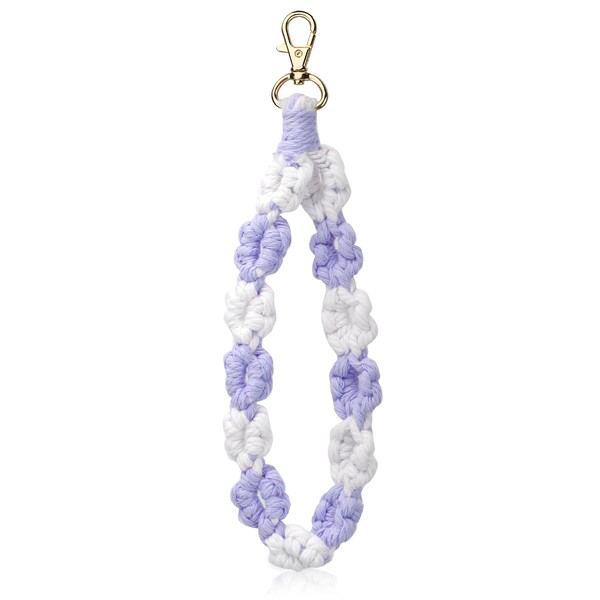 Boho Macrame Keychain,Daisy Flower Wrist Keychains,Boho Resort Style Floral Keychain,Handmade