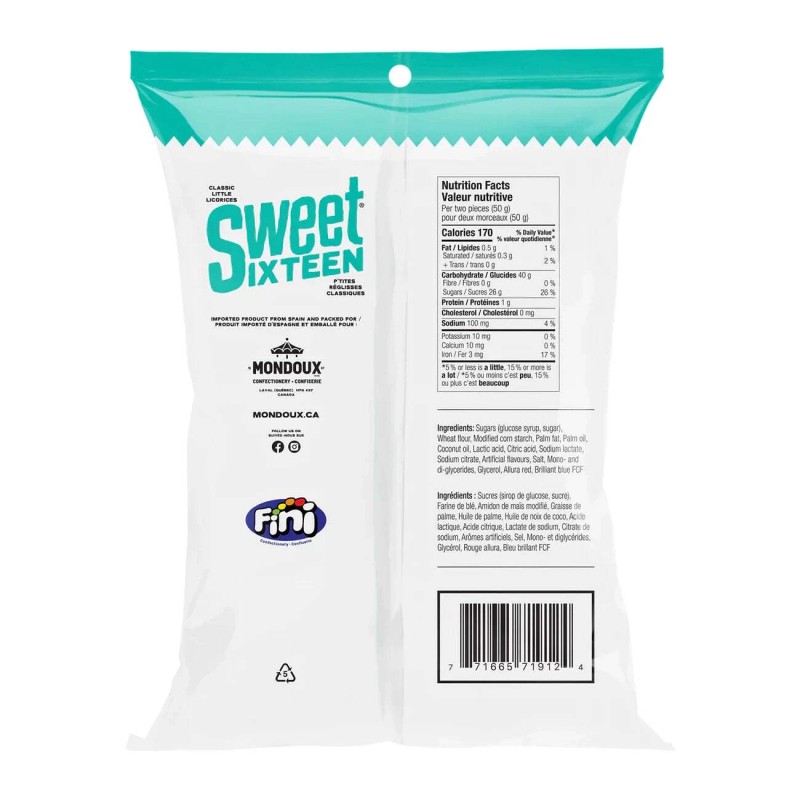 Mondoux Sweet Sixteen Ribbon Gummy, Grape Flavored, 125g/4.3 oz.