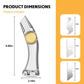 4 Pack Heavy Duty Fixed Roofing Knife with 16 Pcs Replacement Blades, Navajas Para Roofing and Drywall Tools, Shark Vinyl Utility Cutter for Carpet, Indoor Outdoor Construction Marking Herramientas