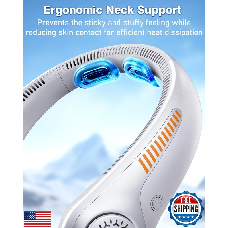 EYERZ 5-Spee 360 DEGREE Portable Neck Fan W/COOL NECK PADS