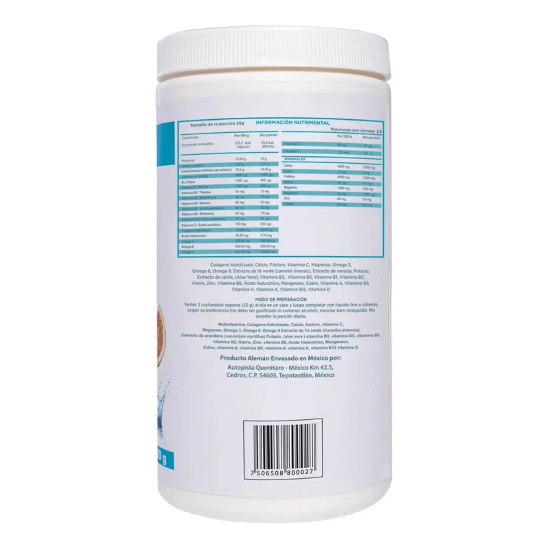 Colágeno Hidrolizado Ácido Hialurónico Omegas 600g Sabor Naranja Maracuya