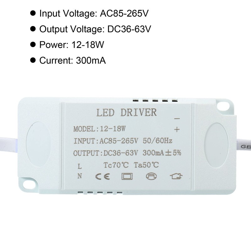 PATIKIL 12-18W 300mA LED Driver, 3 Pack AC 85-265V Output