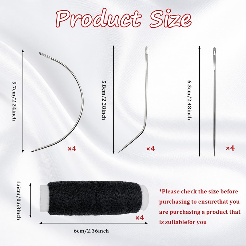 20 PCS Hair Needle and Black Thread Kit for Making