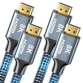 8K HDMI Cable 4 ft 2Pack, CABNEER 48Gbps High Speed HDMI 2.1 Cable, Braided HDMI Cable 2.1 8K 60Hz 4K 120Hz Support for HDR eARC HDCP 2.2/2.3, HDMI Cord Compatible with HDTV, Laptop, Monitor, PC