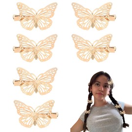 Butterfly Hair Clips for Women Girls Goth Y2k Barrettes for Women Gold Alligator Clips Small Cute Hair Accessories Kawaii Cosplay Hairpins for Thick Fine Hair Accessories Sets for Girls 6 PCS