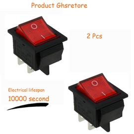 Ghsretore 2pcs Red Light 4 Pin DPST ON/Off Snap in Rocker Switch 4 Pins 2 Position 16A/250V 20A/125V AC with Red LED Light