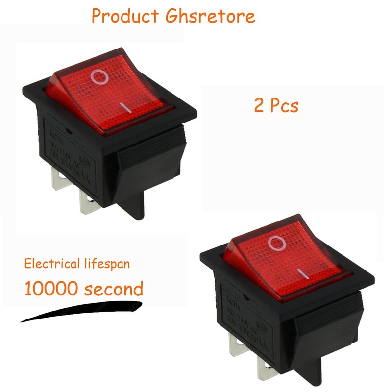 Ghsretore 2pcs Red Light 4 Pin DPST ON/Off Snap in