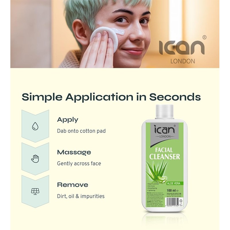 ican London Aloe Vera Deep cleansing Facial Cleanser 2 x