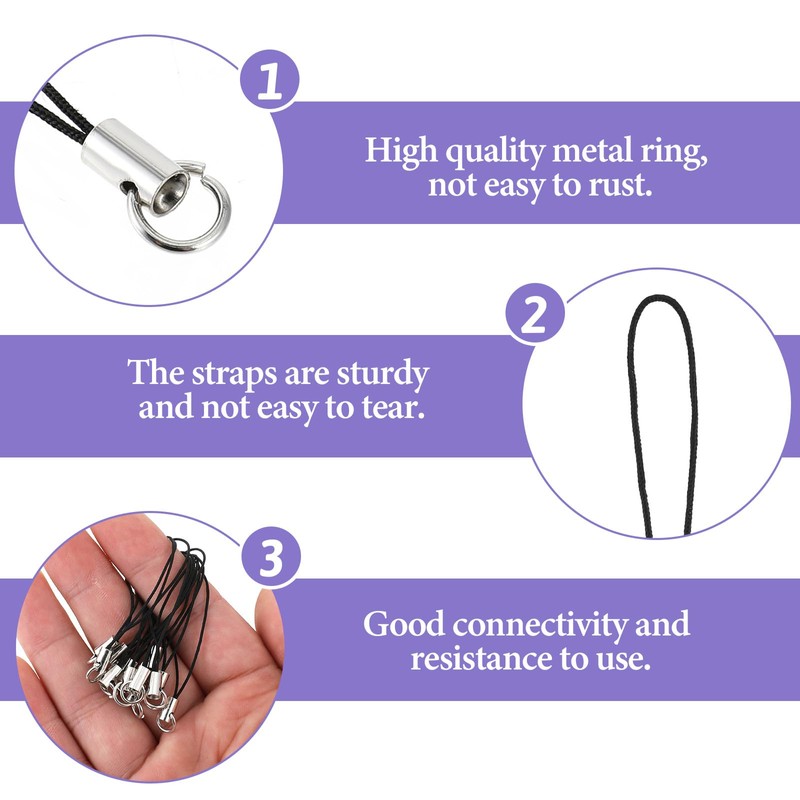 100Pcs Phone Charm Kit,Keychain String,Thread Keychain Cell Phone Charm String