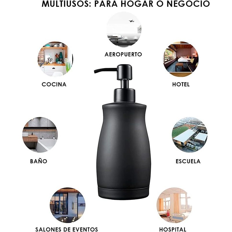 Dispensador de Jabón Negro Mate de Acero Inoxidable 304 para