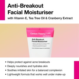 Carbon Theory Facial Moisturiser for Acne Prone Skin - Tea Tree Oil, Vitamin E, Shea Butter Moisturiser - Oily Skin Moisturiser - Vegan & Cruelty Free - 100ml