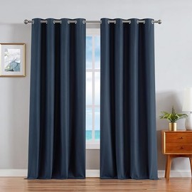 Nautica Home Blackout Curtains– Virginia Ultimate Blackout Classics Curtains and Drapes | Thermal Privacy Drapes Bedroom or Living Room Curtains | Set of 2 Chevron Pattern Panels | 38" x 96" | Navy
