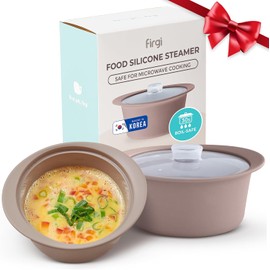 Firgi 27oz Platinum Silicone Microwave Steamer Pot with Lid – 100% Food-Grade Korean Silicone, BPA Free, Heat Resistant & Dishwasher Safe (Taupe Brown)