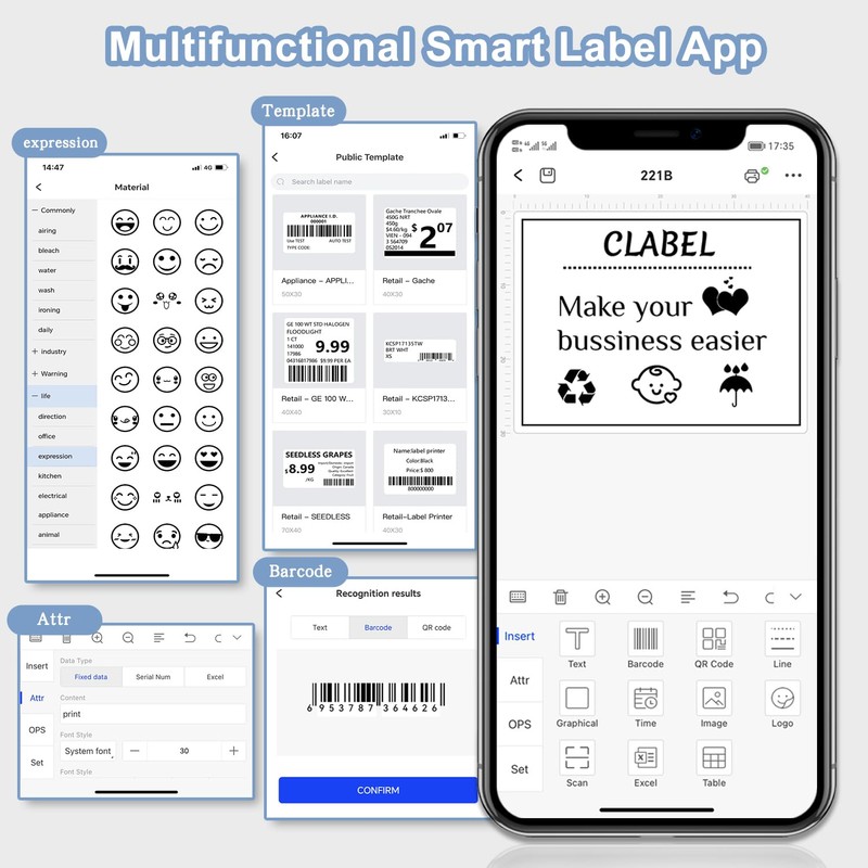 CLABEL Label Maker Machine with Tape: 221B Inkless Label Printer